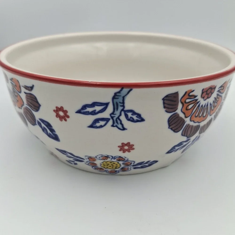 Yokohama Studio‎ Miyabi Japan Handpainted Floral Ceramic Noodle Serving Bowl